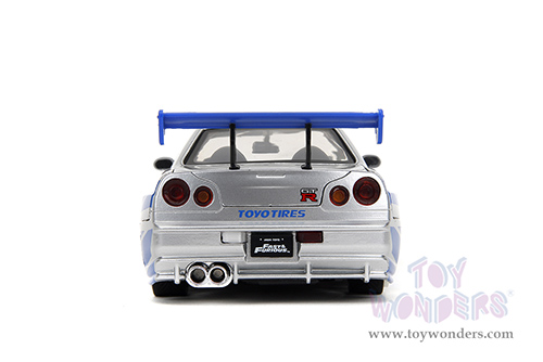 Jada Toys Fast & Furious - Brian's Nissan Skyline GT-R Hard Top (1/24 scale diecast model car, Candy Silver) 97158/4