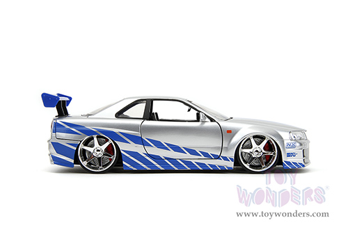 Jada Toys Fast & Furious - Brian's Nissan Skyline GT-R Hard Top (1/24 scale diecast model car, Candy Silver) 97158/4