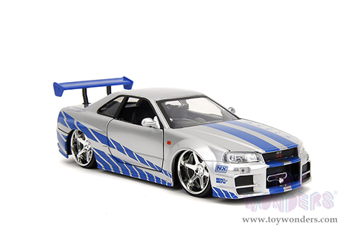 Jada Toys Fast & Furious - Brian's Nissan Skyline GT-R Hard Top (1/24 scale diecast model car, Candy Silver) 97158/4