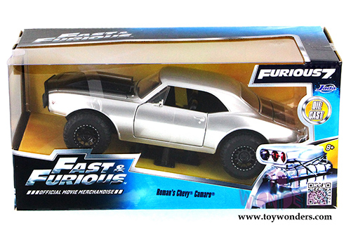 Jada Toys Fast & Furious - Roman's Chevy Camaro Hard Top (1/24 scale diecast model car, Candy Silver) 97166