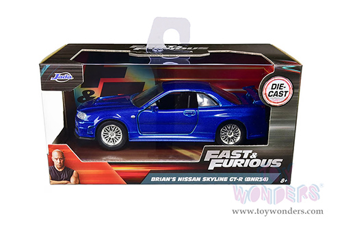 Jada Toys Fast & Furious - Brian's Nissan Skyline GT-R Hard Top (1/32 scale diecast model car, Blue) 97185