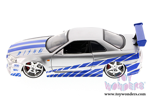 Jada Toys Fast & Furious - Brian's Nissan Skyline GT-R Hard Top (1/24 scale diecast model car, Candy Silver) 97216