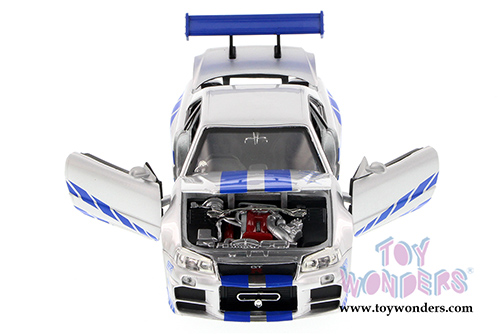 Jada Toys Fast & Furious - Brian's Nissan Skyline GT-R Hard Top (1/24 scale diecast model car, Candy Silver) 97216