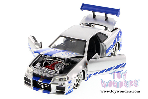 Jada Toys Fast & Furious - Brian's Nissan Skyline GT-R Hard Top (1/24 scale diecast model car, Candy Silver) 97216