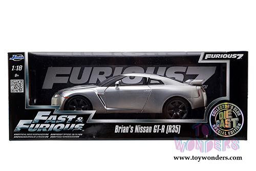 Jada Toys Fast & Furious - Brian's Nissan GT-R Hard Top (1/18 scale diecast model car, Candy Silver) 97255