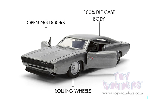 Jada Toys Fast & Furious - Dom's Dodge Charger R/T Hardtop (1/32 scale diecast model car, Bare Metal) 97350