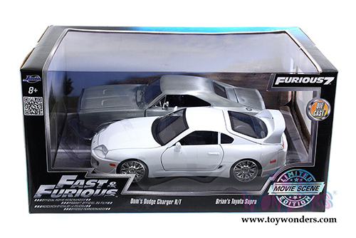 Jada Toys Fast & Furious - Twin Pack - Dom's Dodge Charger and Brian's Toyota Supra Hard Top (1/24 scale diecast model car, Asstd.) 97444
