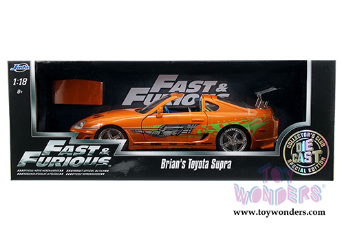 Jada Toys Fast & Furious - Brian's Toyota Supra Hard Top (1/18 scale diecast model car, Orange) 97505OR