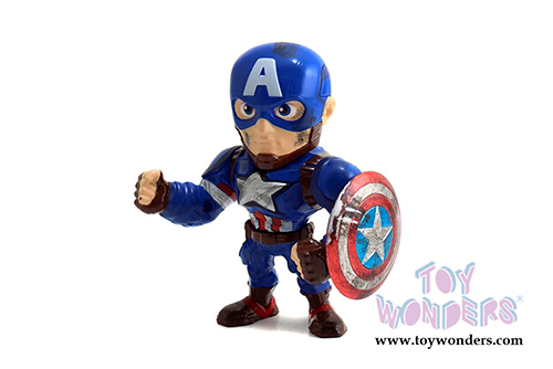 Jada Toys - Metals Die Cast | Captain America: Civil War  - Captain America and Iron Man with Battle Damage Twin Pack Figures (4" diecast model toy, Blue and Red) 97563