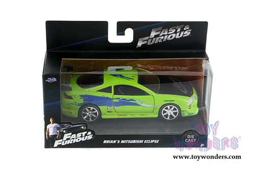 Jada Toys Fast & Furious - Brian's Mitsubishi Eclipse F8 "The Fate of the Furious" Movie (1995, 1/32 scale diecast model car, Lime Green) 97609
