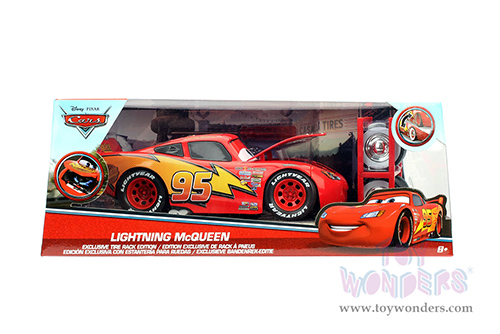 Jada Toys - Hollywood Rides | Lightning McQueen #95 Red with Extra Wheels Disney & Pixar "Cars" Movie (1/24, diecast model car, Red) 97751