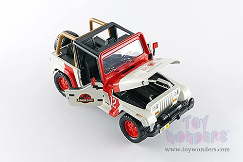 Jada Toys - Hollywood Rides | Jurassic World - Jeep® Wrangler (1992, 1/24 scale diecast model car, White/Red) 97806/4