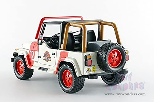 Jada Toys - Hollywood Rides | Jurassic World - Jeep® Wrangler (1992, 1/24 scale diecast model car, White/Red) 97806/4