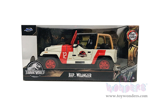 Jada Toys - Hollywood Rides | Jurassic World - Jeep® Wrangler (1992, 1/24 scale diecast model car, White/Red) 97806/4