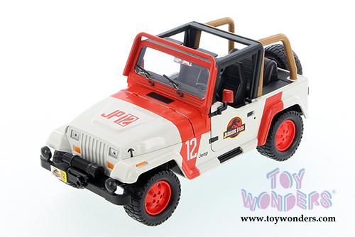 Jada Toys Jurassic World - Jeep Wrangler Off Road (1992, 1/24 scale diecast model car, Milk White) 97812
