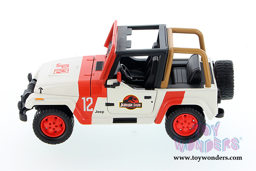 Jada Toys Jurassic World - Jeep Wrangler Off Road (1992, 1/24 scale diecast model car, Milk White) 97812