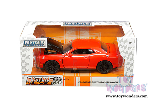Jada Toys - Metals Die Cast | Bigtime Muscles Dodge Challenger SRT Hellcat Hardtop (2015, 1/24 scale diecast model car, Hemi Orange) 97853
