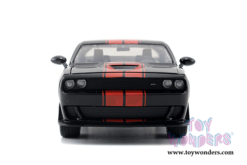 Jada Toys - Metals Die Cast | Bigtime Muscles Dodge Challenger SRT Hellcat Hardtop (2015, 1/24 scale diecast model car, Glossy Black) 97855