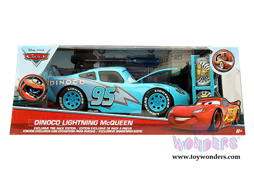 Jada Toys - Disney Pixar CARS | DINOCO Lightning McQueen with Rack (1/24 diecast model toy, Turquoise) 98032