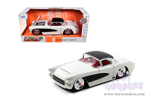 Jada Toys Bigtime Muscle - Chevrolet® Corvette® (1957, 1/24 scale diecast model car, White/Black) 98161/4