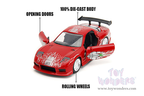 Jada Toys Fast & Furious - Dom's Mazda RX-7 F8 "The Fate of the Furious" Movie (1/32 scale diecast model car, Red) 98377
