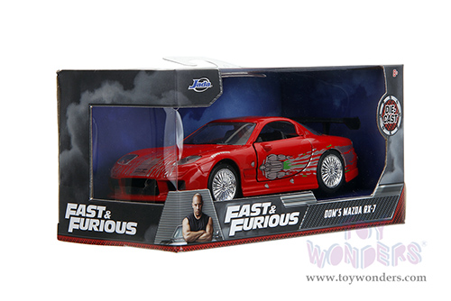 Jada Toys Fast & Furious - Dom's Mazda RX-7 F8 "The Fate of the Furious" Movie (1/32 scale diecast model car, Red) 98377