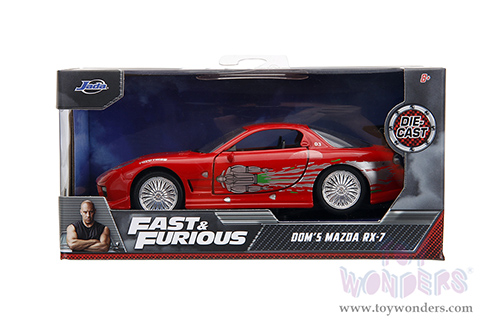 Jada Toys Fast & Furious - Dom's Mazda RX-7 F8 "The Fate of the Furious" Movie (1/32 scale diecast model car, Red) 98377