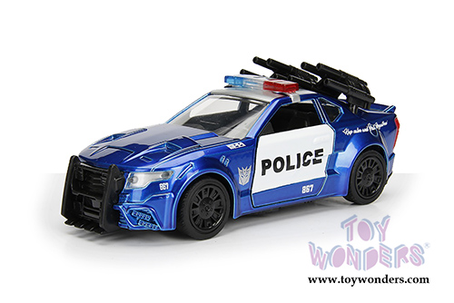 Jada Toys - Metals Die Cast | TRANSFORMERS 5 Barricade&reg; Custom Police Mustang (1/32, diecast model car, Blue w/White) 98394