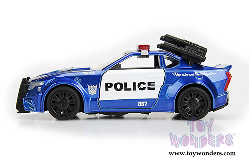 Jada Toys - Metals Die Cast | TRANSFORMERS 5 Barricade&reg; Custom Police Mustang (1/32, diecast model car, Blue w/White) 98394