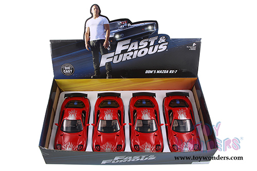 Jada Toys Fast & Furious - Dom's Mazda RX-7 F8 "The Fate of the Furious" Movie (1/24 scale diecast model car, Red) 98645