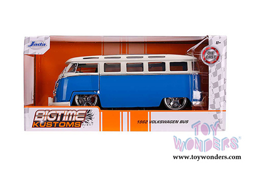 Jada Toys Bigtime Kustoms - Volkswagen Bus (1962, 1/24 scale diecast model car, Blue w/ White) 99023
