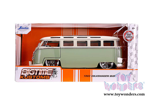 Jada Toys Bigtime Kustoms - Volkswagen Bus (1962, 1/24 scale diecast model car, Green w/ White) 99025