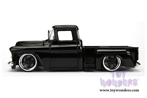 Jada Toys - Metals Die Cast Just Trucks | Chevy Stepside Pickup (1955, 1/24 scale diecast model car, Glossy Black) 99041/4