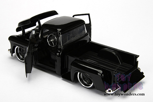 Jada Toys - Metals Die Cast Just Trucks | Chevy Stepside Pickup (1955, 1/24 scale diecast model car, Glossy Black) 99041/4