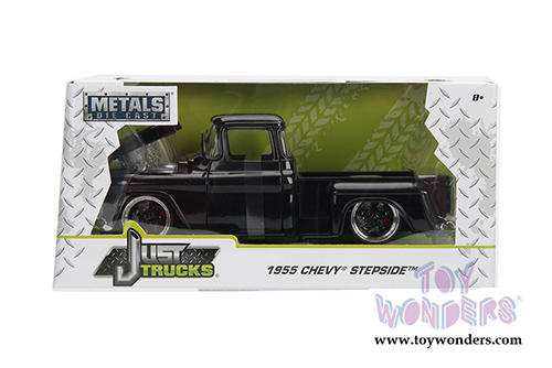 Jada Toys - Metals Die Cast Just Trucks | Chevy Stepside Pickup (1955, 1/24 scale diecast model car, Glossy Black) 99041/4