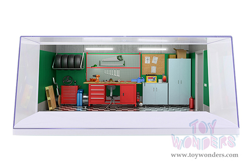 1/18 Scale Diecast Model Car Acrylic Display Case (with 3 background designs, White) 9919W