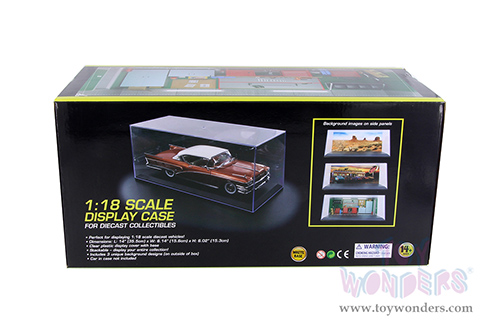 1/18 Scale Diecast Model Car Acrylic Display Case (with 3 background designs, White) 9919W