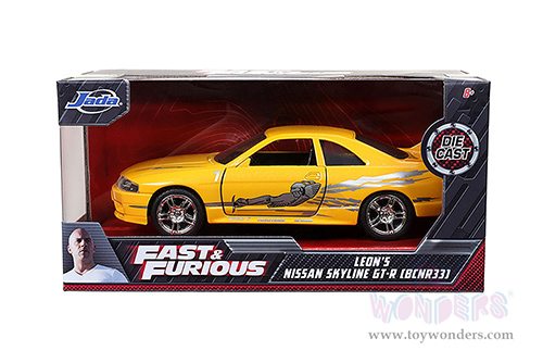 Jada Toys Fast & Furious - Leon's Nissan Skyline GT-R (BCNR33) (1/32 scale diecast model car, Yellow) 99515