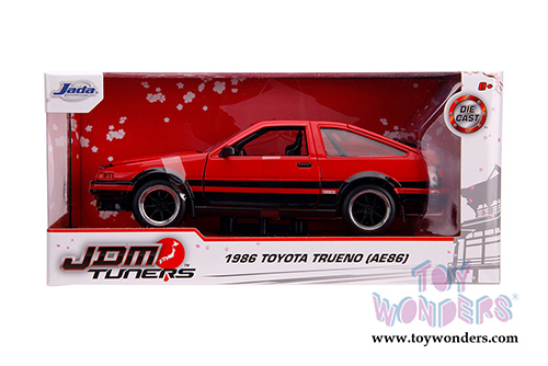 Jada Toys JDM Tuners - Toyota Trueno AE86 Hardtop (1986, 1/24 scale diecast model car, Glossy Red/Black) 99577