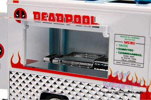 Jada Toys - Metals Die Cast | Taco Truck with Deadpool&trade; Figure (1/24, diecast model car, White/Red) 99730