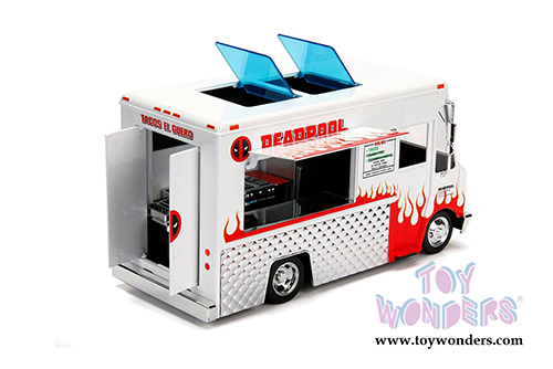 Jada Toys - Metals Die Cast | Taco Truck with Deadpool&trade; Figure (1/24, diecast model car, White/Red) 99730