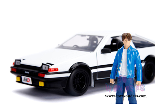 Jada Toys - Metals Die Cast - Hollywood Rides | Toyota Trueno AE86 Hardtop with Takumi figure (1/24 scale diecast model car, White) 99733
