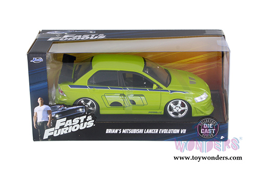Jada Toys Fast & Furious - Brian's Mitsubishi Lancer Evolution VII Hardtop (1/24 scale diecast model car, Lime Green) 99788