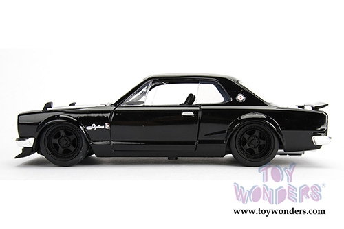 Jada Toys Fast & Furious - Brian's Nissan Skyline 2000 GT-R Hard Top (1971, 1/24 scale diecast model car, Glossy Black) 99793