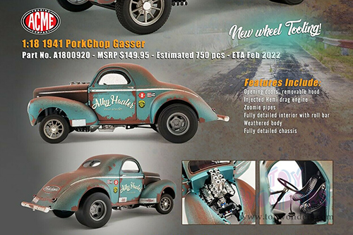 Acme - Pork Chop's Gasser - Alky Hauler (Weathered) (1941, 1/18 scale diecast model car, Green) A1800920