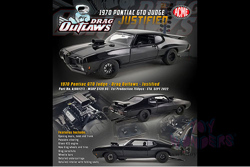 Acme Drag Outlaws - Pontiac GTO Judge Hardtop - Justified (1970, 1/18 scale diecast model car, Black) A1801217