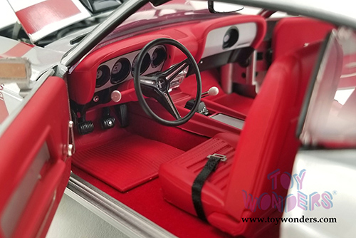 Acme - Ford Boss 302 Mustang Street Fighter Hardtop - Redline (1969, 1/18 scale diecast model car, Silver/Red) A1801842