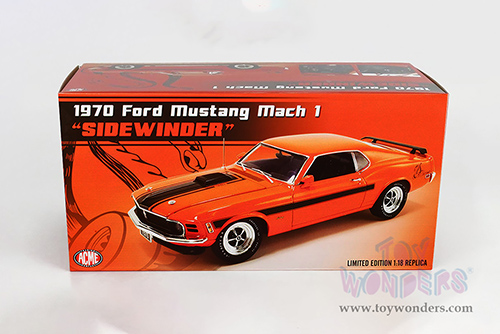 Acme - Ford Mustang Mach 1 "Sidewinder Special" (1970, 1/18 scale diecast model car, Orange/Black stripes) A1801861