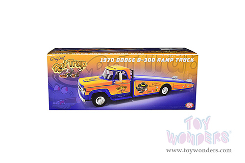 Acme - Dodge D-300 Ramp Truck "Original Rat Trap" (1970, 1/18 scale diecast model car, Orange/Blue) A1801907