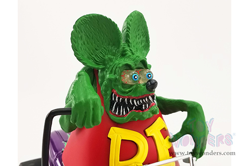 Acme - Ford Hot Rod Roadster with Rat Fink Figure (1932, 1/18 scale diecast model car, Purple with Green flames) A1805020